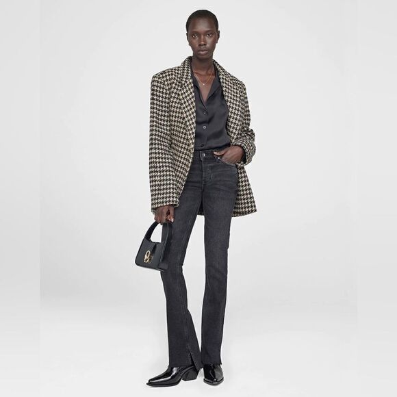 NWT Anine Bing Tristen Skinny Black Jeans Stoned Flare Mid Rise Size 23 - Picture 6 of 12